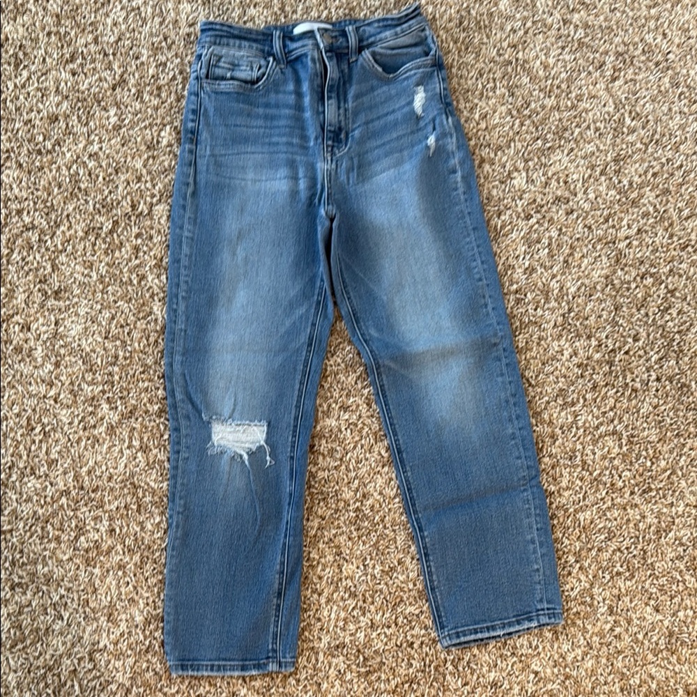 Stylish Blue Distressed Women's Jeans